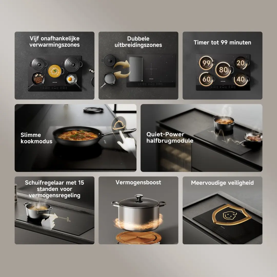 Dreame EZ60 Pro Inductiekookplaat 77cm - 7400W - 5 Zones - Zwart
