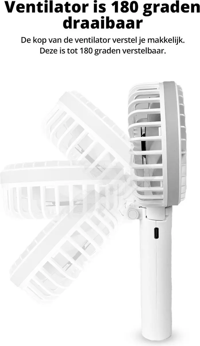 FlinQ Handventilator 5W - 6 Snelheden - Wit