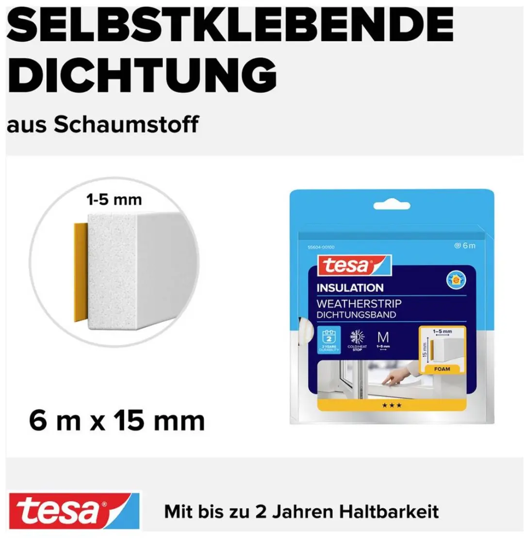 Tesa Universal 55604-00100-00 Afdichtingstape - Wit 6m x 15mm