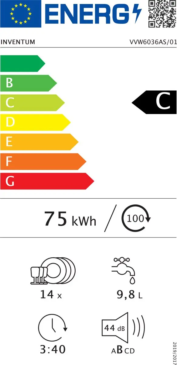 Inventum VVW6036AS Vaatwasser 14 Couverts - 44 dB - Zilver