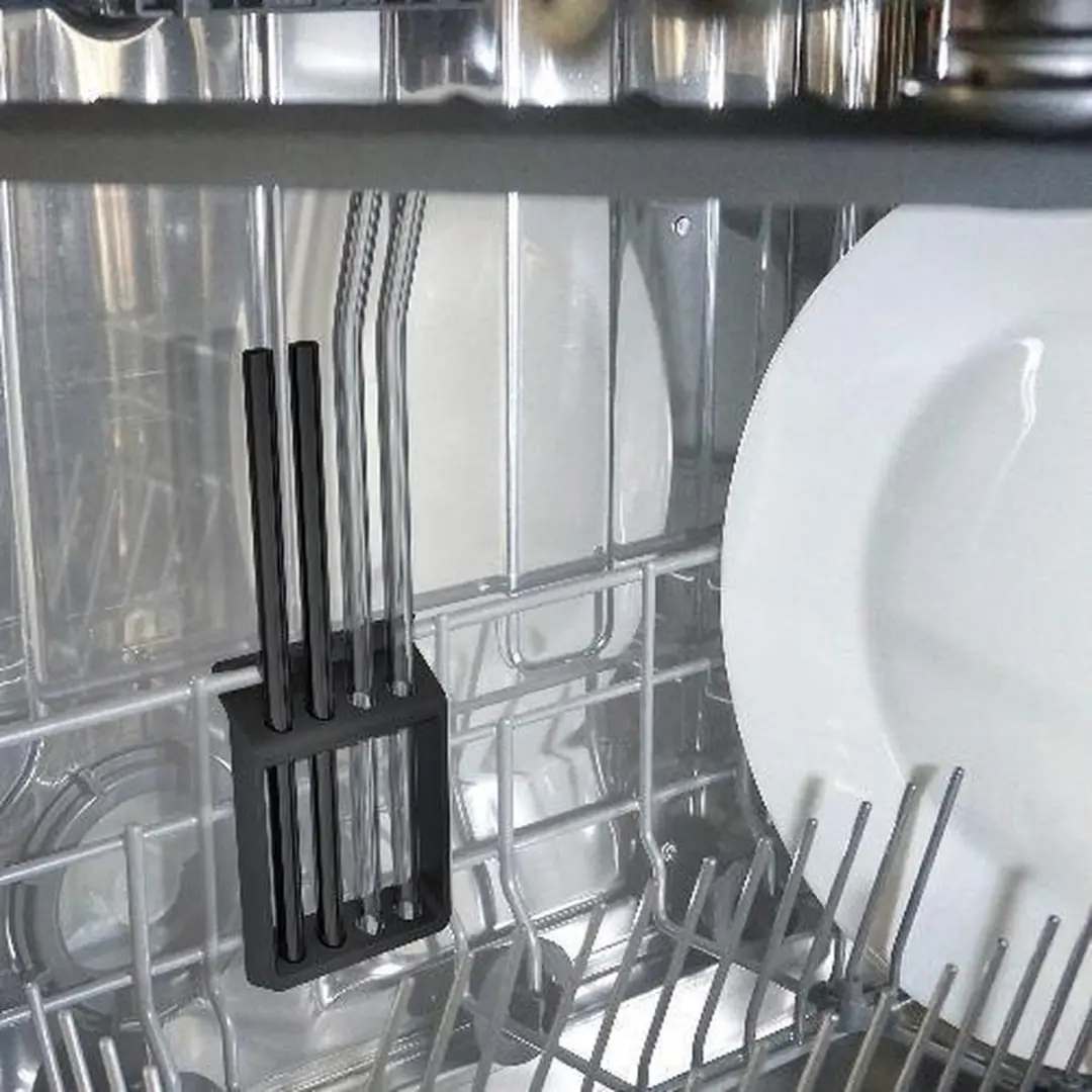 GEFU Future Vaatwasmand voor Rietjes - 4 Stuks - Zwart