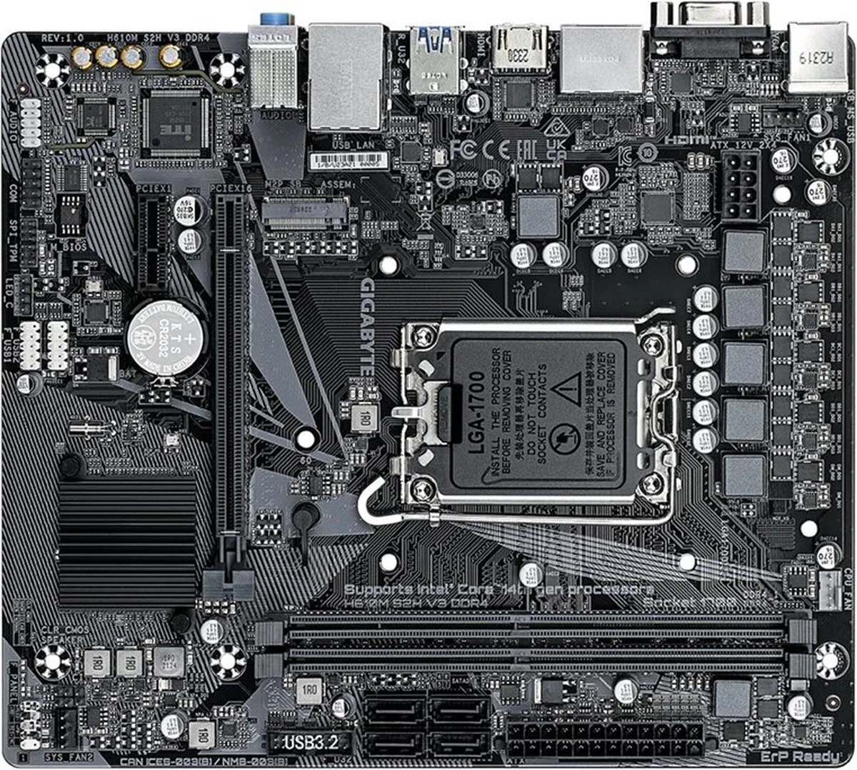 Gigabyte H610M S2H V3 DDR4 Micro-ATX Moederbord - Socket 1700