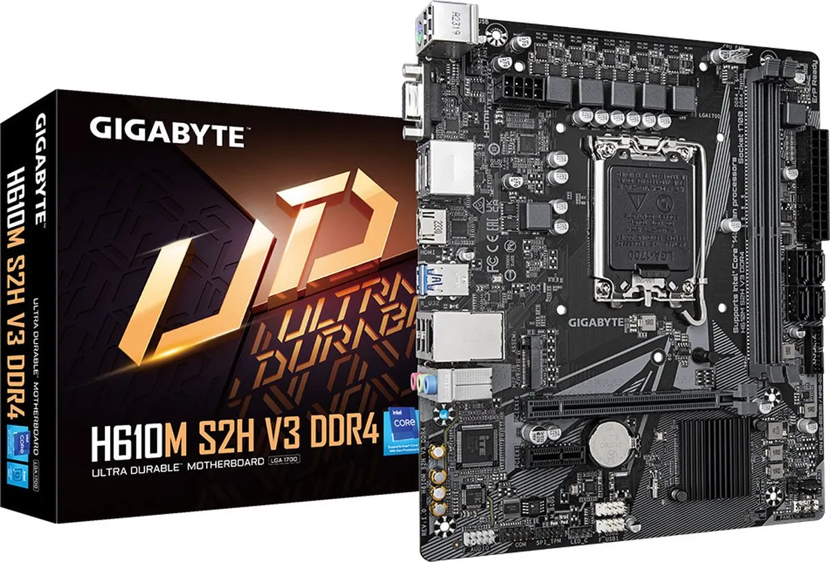 Gigabyte H610M S2H V3 DDR4 Micro-ATX Moederbord - Socket 1700
