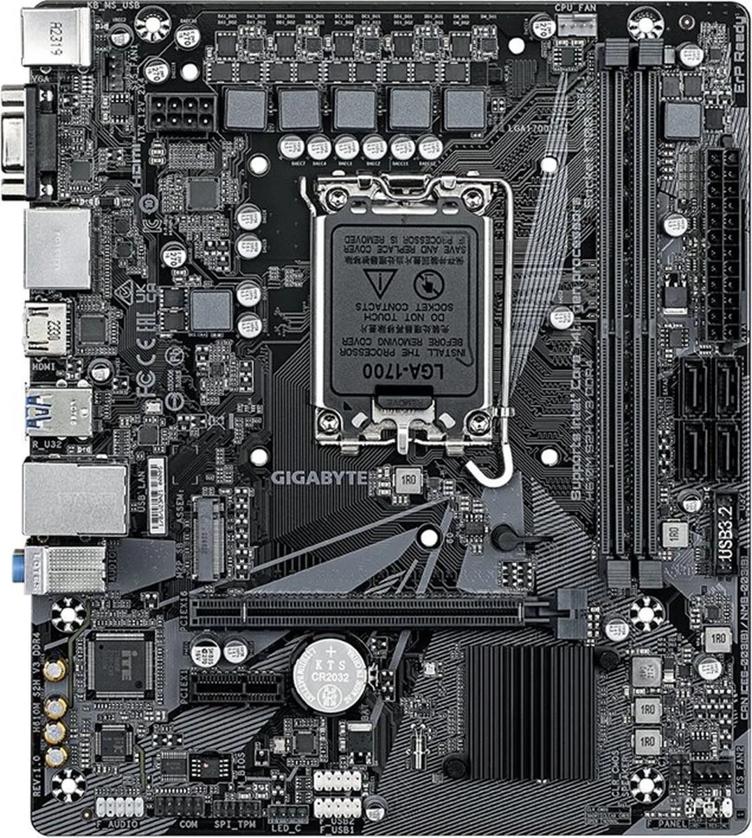 Gigabyte H610M S2H V3 DDR4 Micro-ATX Moederbord - Socket 1700