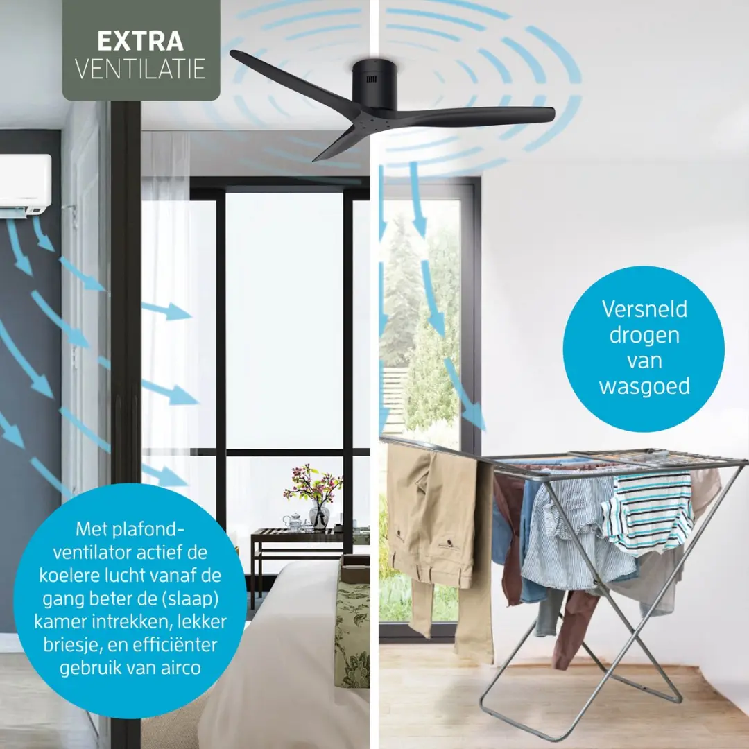 Varin Smart Plafondventilator VA-E002 - Zwart - 35W - Ø132cm