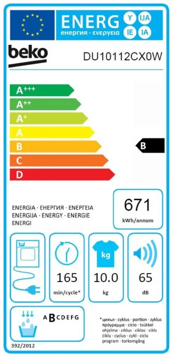 Beko DU10112CX0W Condensdroger 10 kg - Wit