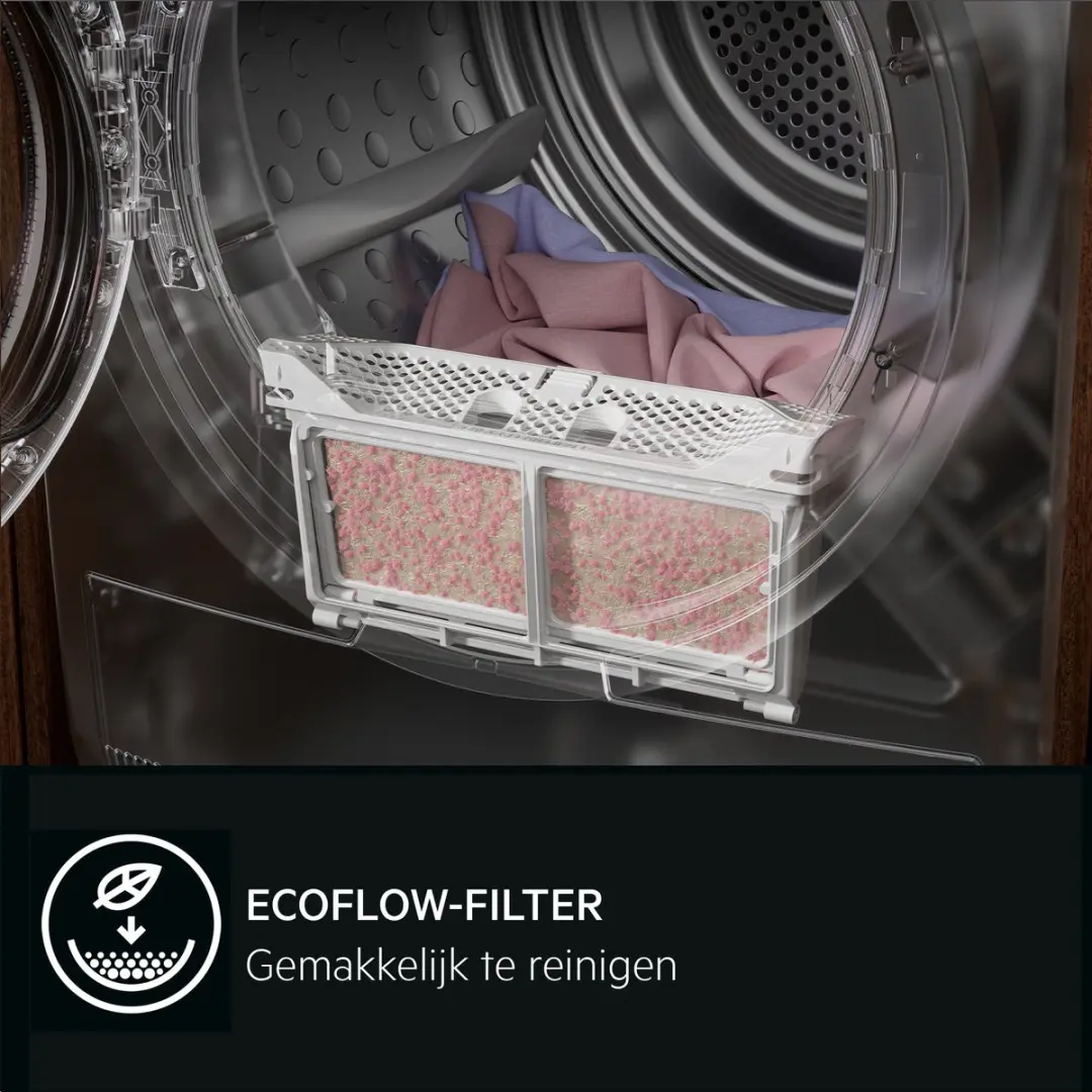 AEG TR958H4B EcoLine 9000 Wasdroger Warmtepomp - 8 kg - Wit/Zwart
