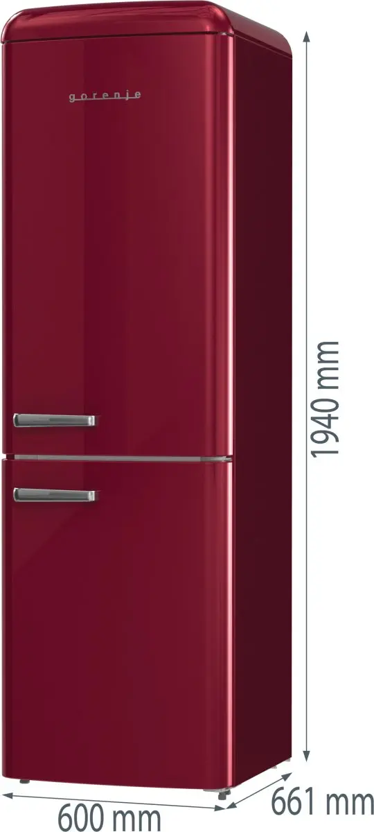 Gorenje ONRK619DR Vrijstaand Koelkast - 300L Bordeaux