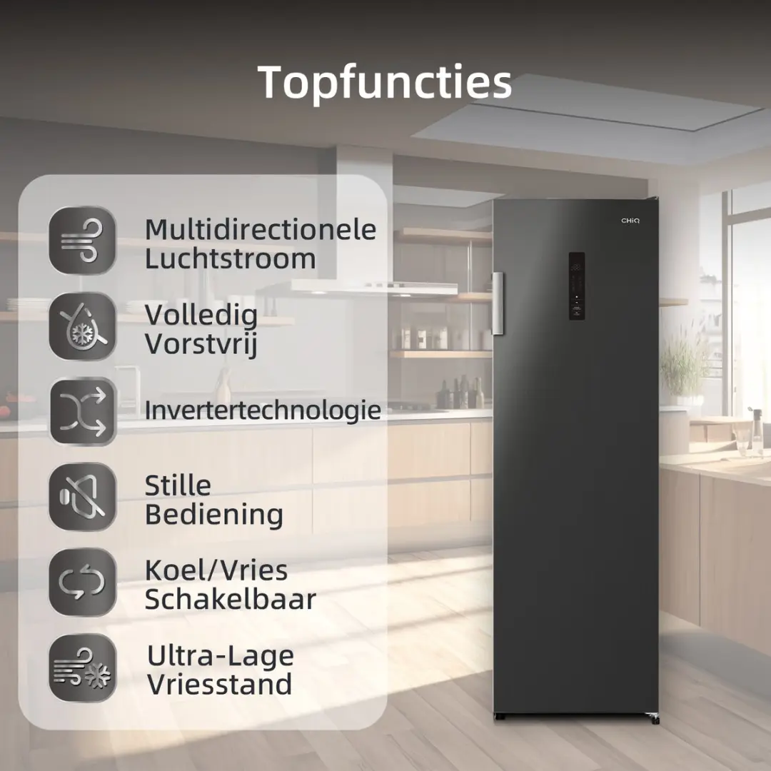 CHiQ CSD206NEID Vrijstaande Vriezer 206L - 6 Lades - Zwart