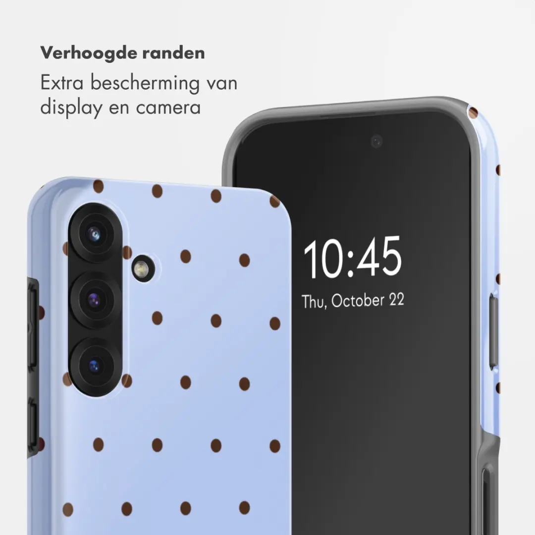 Selencia Hoesje Samsung Galaxy S25 Lichtblauw - Happy Dots Digital Sky