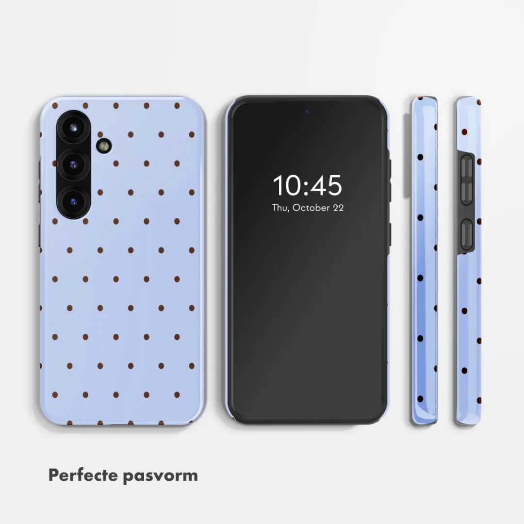 Selencia Hoesje Samsung Galaxy S25 Lichtblauw - Happy Dots Digital Sky