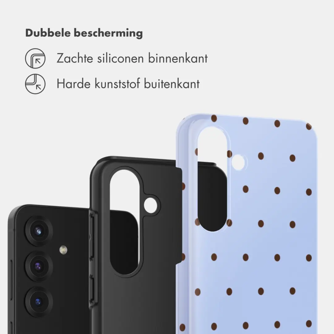 Selencia Hoesje Samsung Galaxy S25 Lichtblauw - Happy Dots Digital Sky