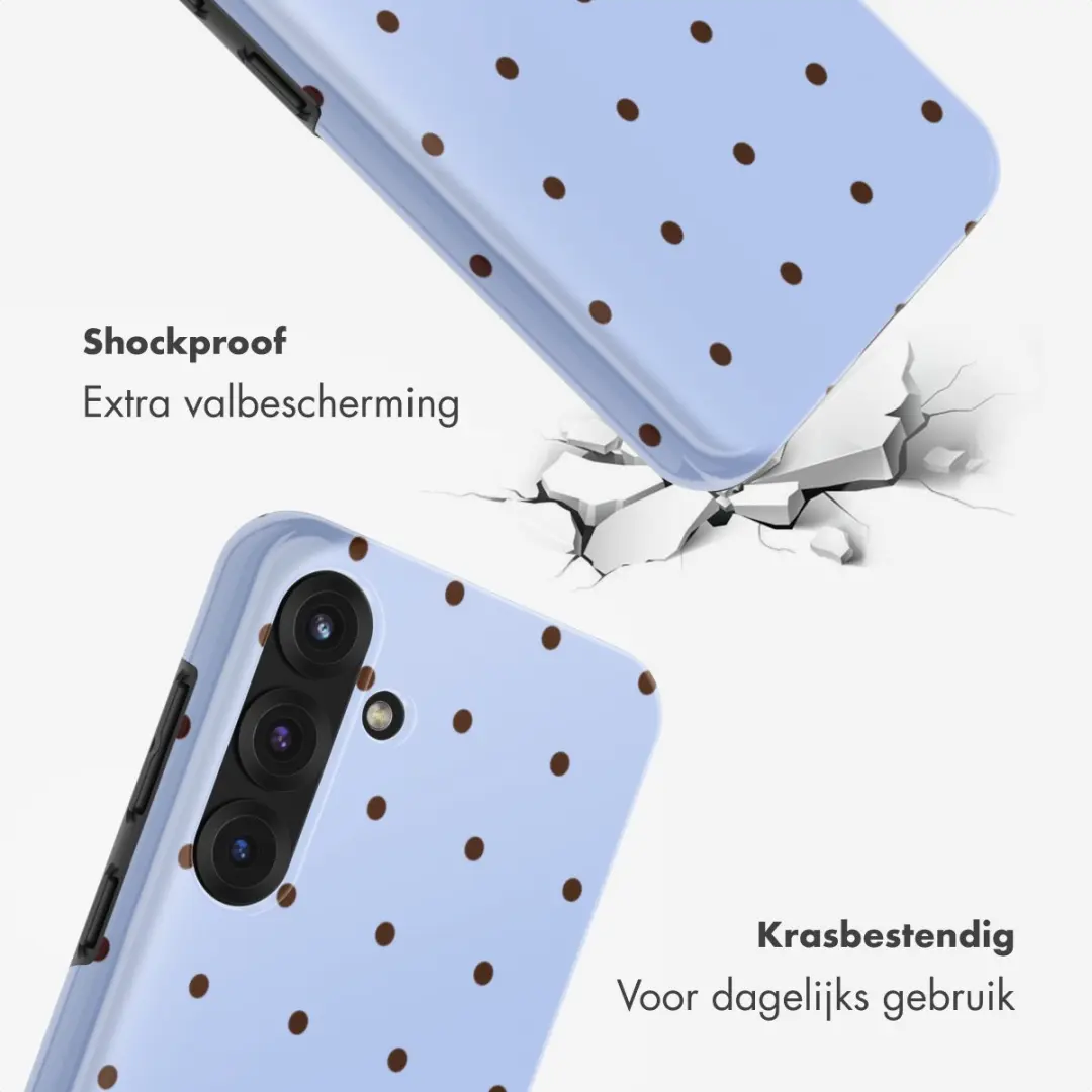Selencia Hoesje Samsung Galaxy S25 Lichtblauw - Happy Dots Digital Sky