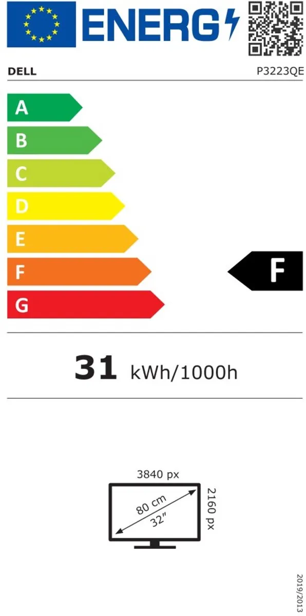 Dell P3223QE - 4K Monitor - USB-C 90w - RJ45 (LAN) - 32 inch