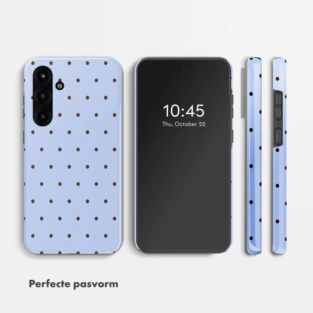Selencia Hoesje Samsung Galaxy S25 FE - Lichtblauw - Happy Dots Digital Sky