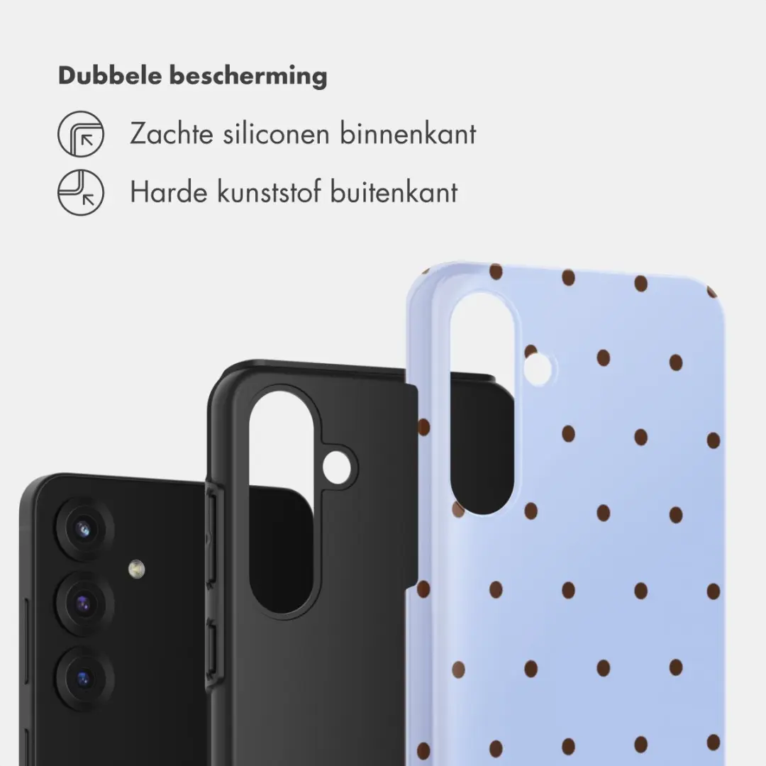 Selencia Hoesje Samsung Galaxy S25 FE - Lichtblauw - Happy Dots Digital Sky
