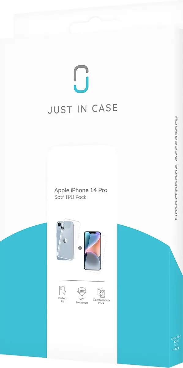 Just in Case iPhone 14 Pro Hoesje + Tempered Glas - Transparant - afbeelding 6 van 6