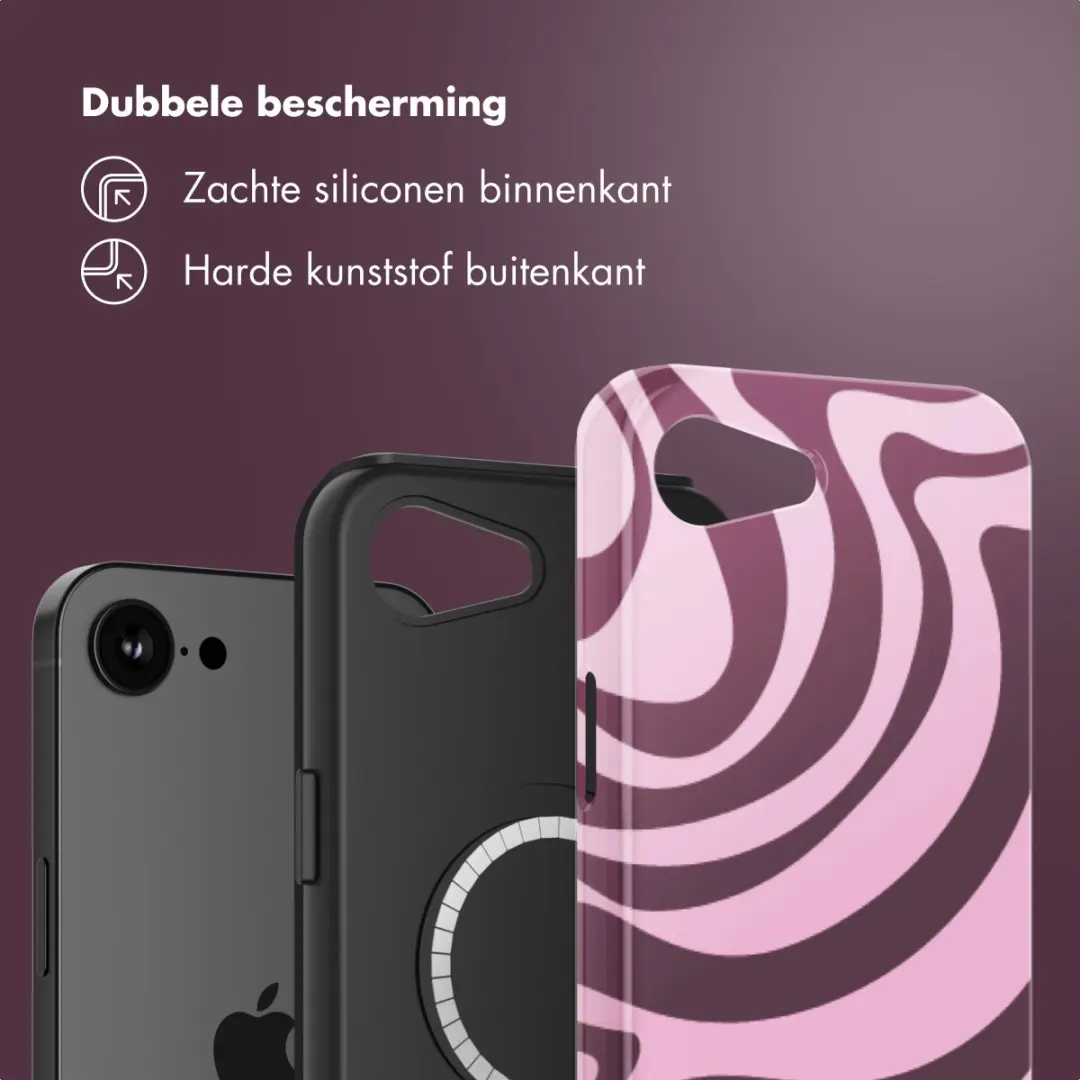 Selencia Hoesje iPhone 17e/16e - MagSafe - Wavy Swirl Pink Plum