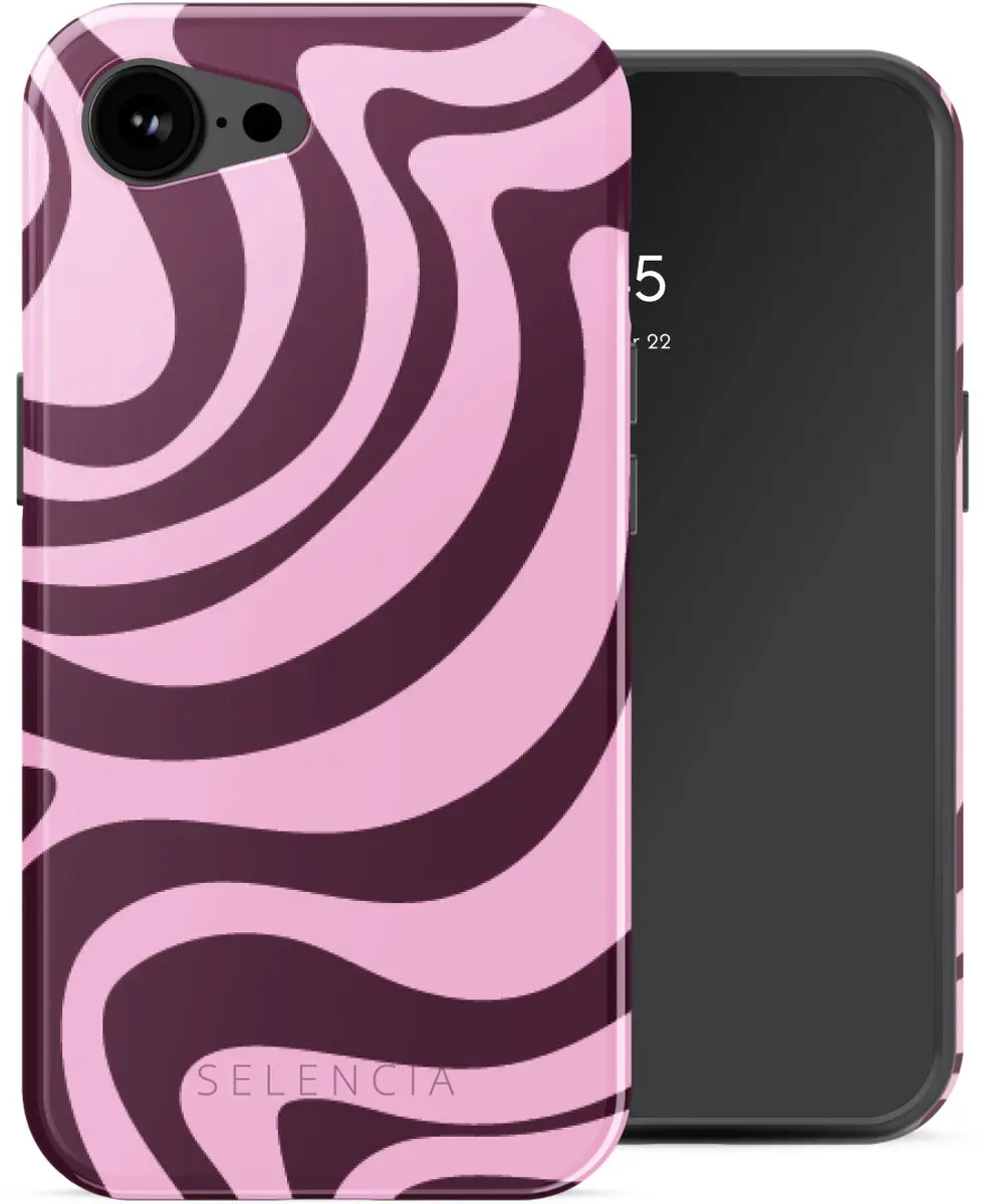 Selencia Hoesje iPhone 17e/16e - MagSafe - Wavy Swirl Pink Plum