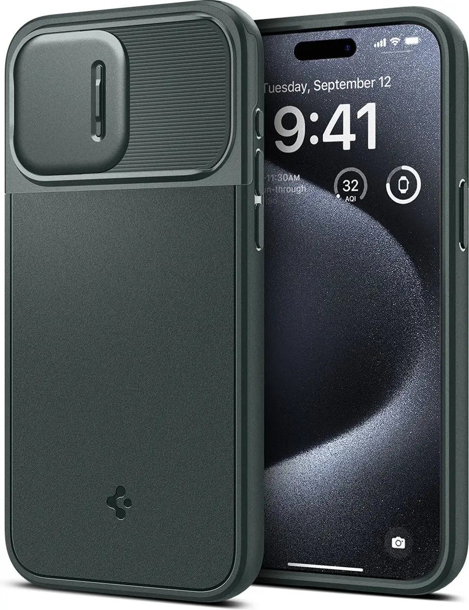 Spigen Optik Armor MagFit ACS06739 Hoesje - iPhone 15 Pro - Groen