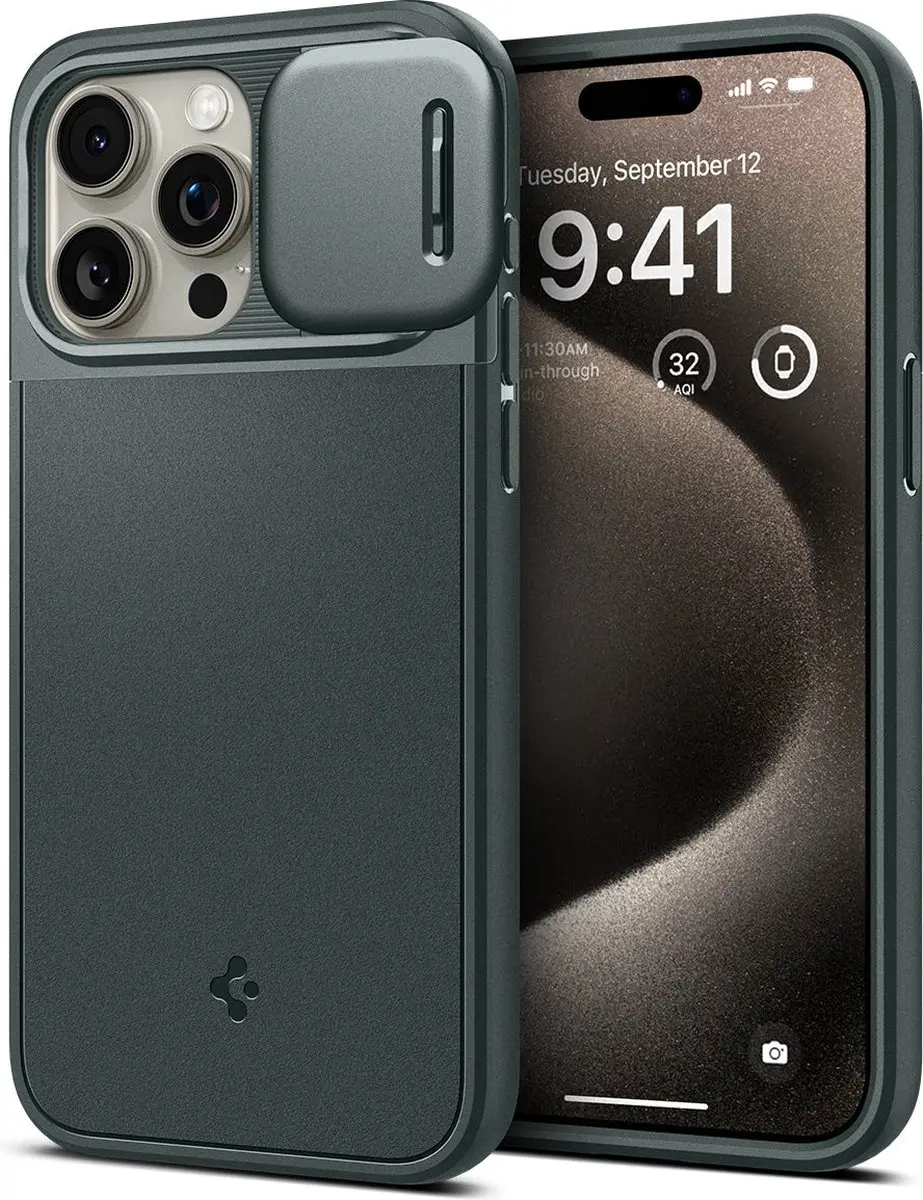 Spigen Optik Armor MagFit ACS06739 Hoesje - iPhone 15 Pro - Groen