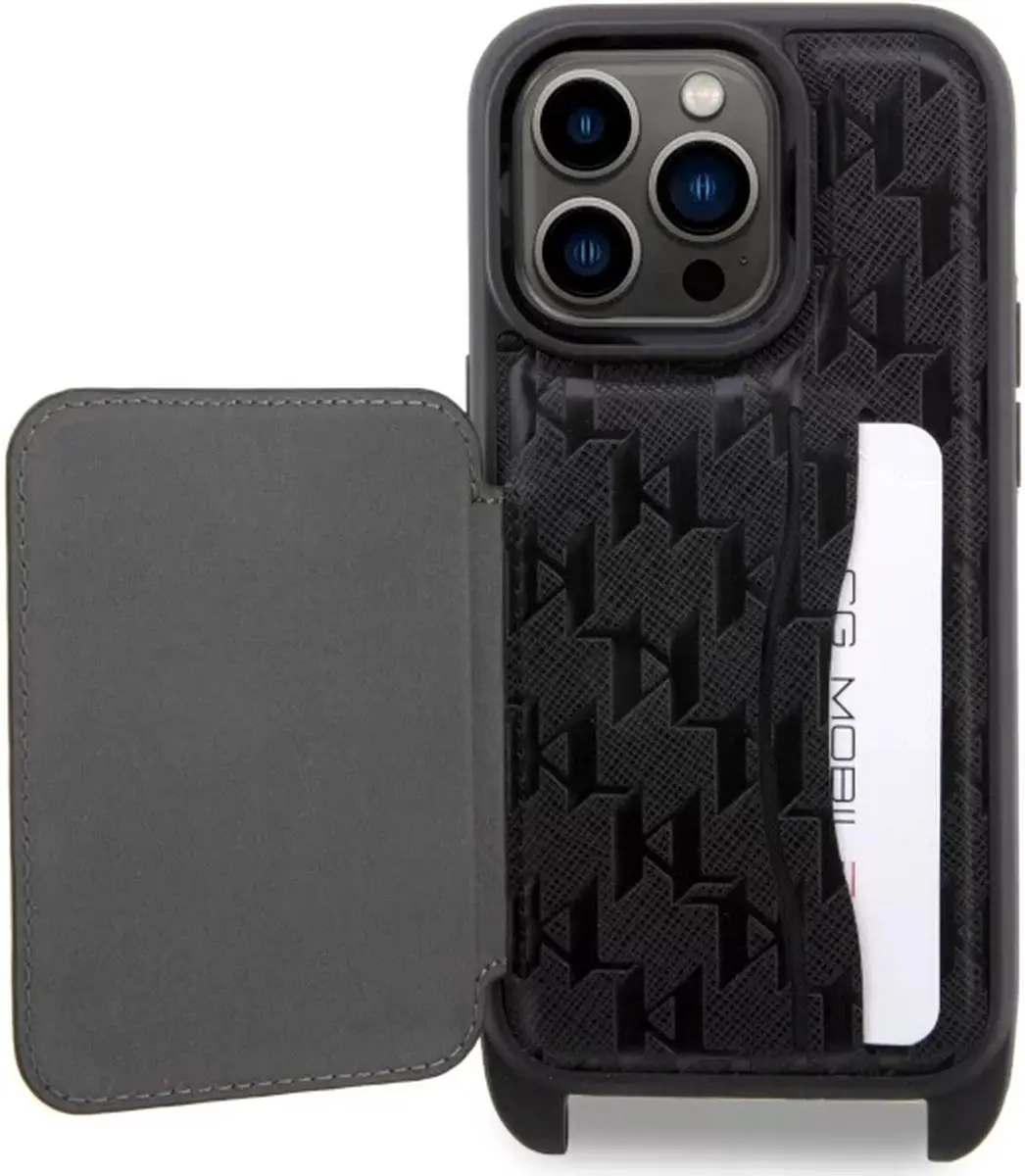 Karl Lagerfeld iPhone 14 Pro Hoesje - Zwart - 2 Pasjes