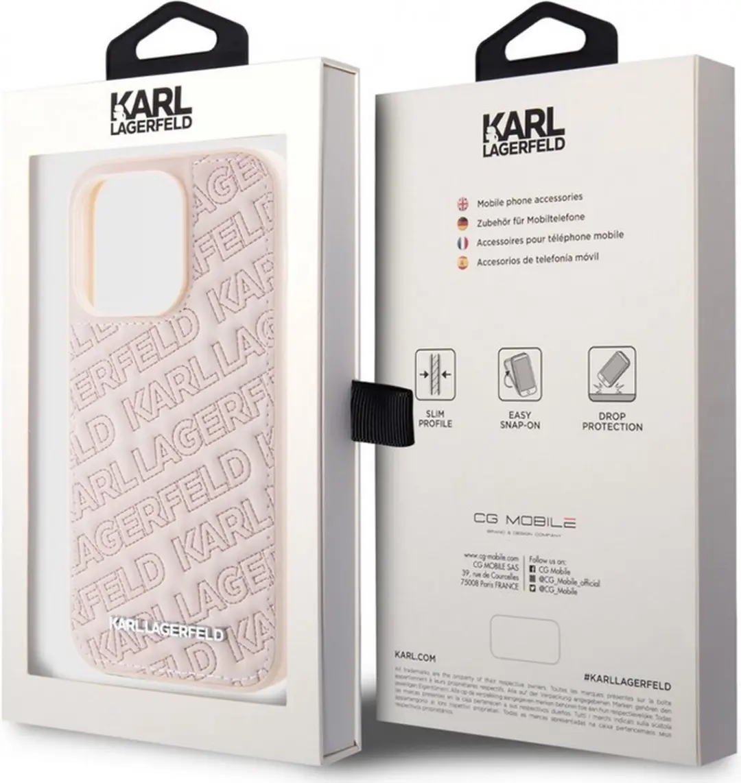 Karl Lagerfeld Quilted Pattern Back Case - iPhone 15 - Roze