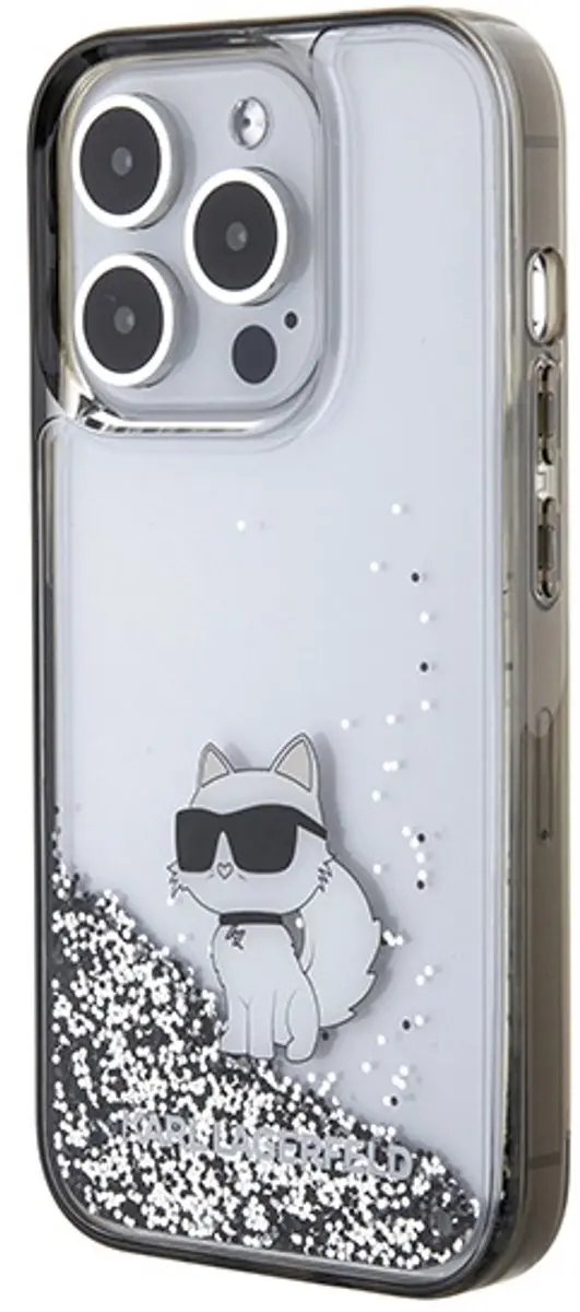 Karl Lagerfeld Liquid Glitter iPhone 15 Pro Hoesje - Transparant Groen - afbeelding 6 van 6