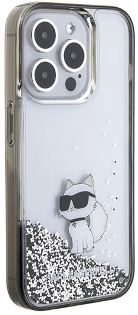 Karl Lagerfeld Liquid Glitter iPhone 15 Pro Hoesje - Transparant Groen