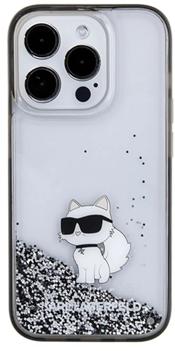 Karl Lagerfeld Liquid Glitter iPhone 15 Pro Hoesje - Transparant Groen