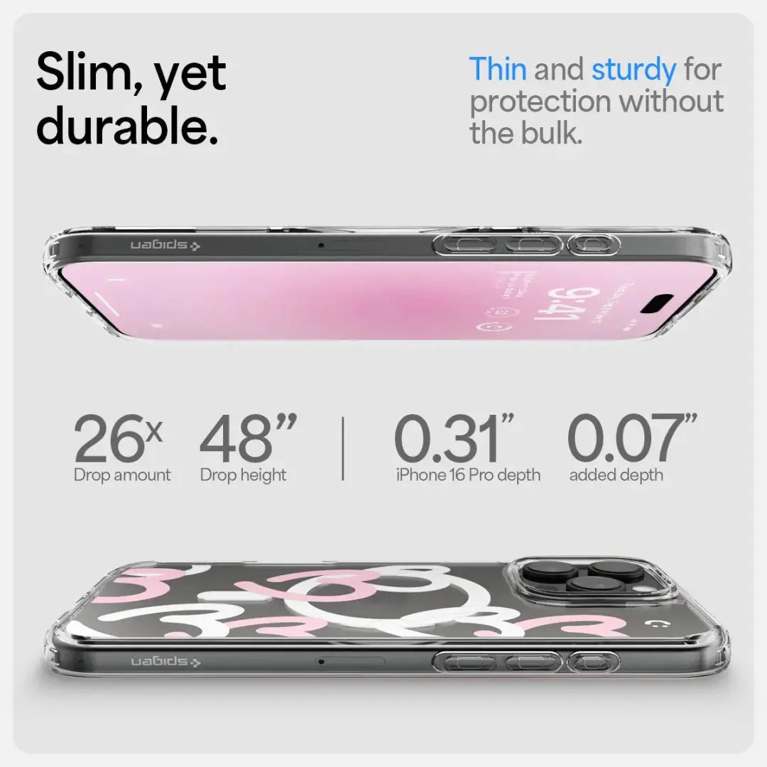 Spigen Ultra Hybrid MagFit ACS08277 Hoesje - iPhone 16 Pro - MagSafe - Wit/Roze