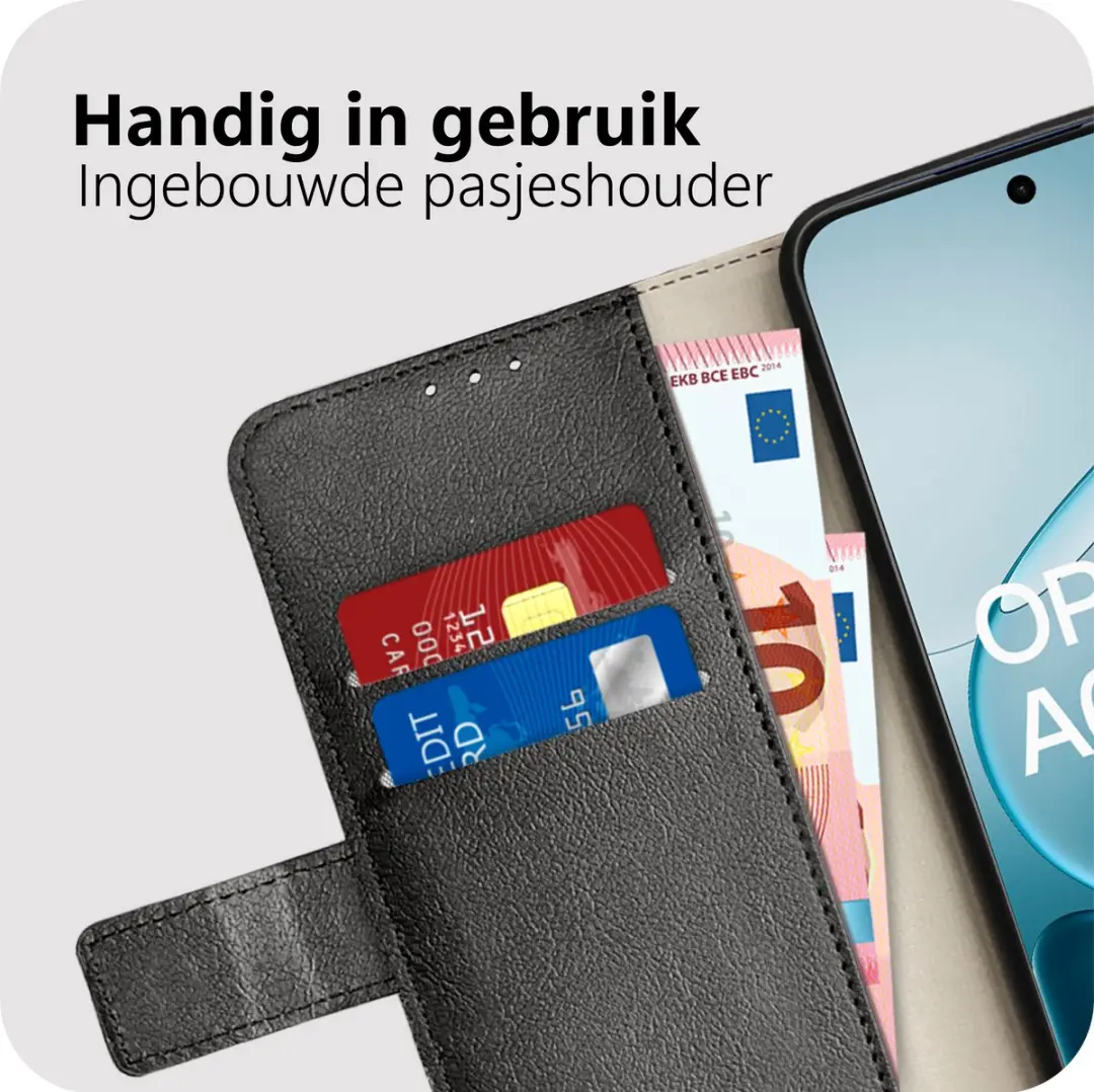 Just in Case Bookcase Classic Oppo A6 Pro Hoesje - Zwart - 2 Pasjes
