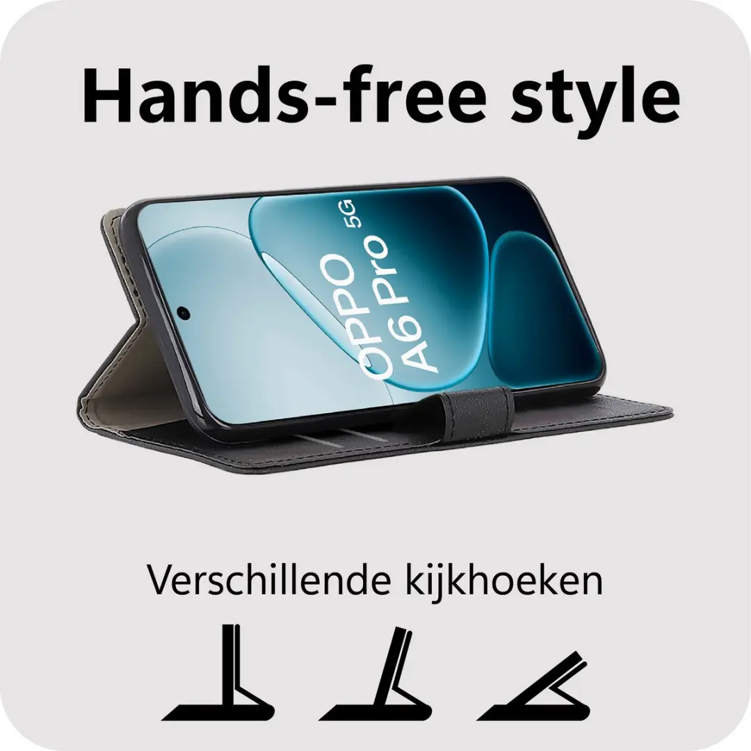 Just in Case Bookcase Classic Oppo A6 Pro Hoesje - Zwart - 2 Pasjes