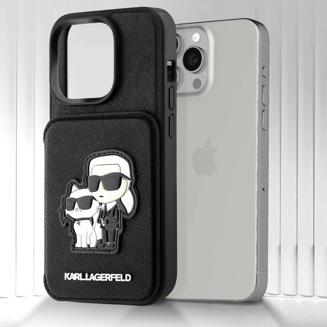 Karl Lagerfeld iPhone 15 Pro Hoesje Saffiano - Zwart - 3666339169251