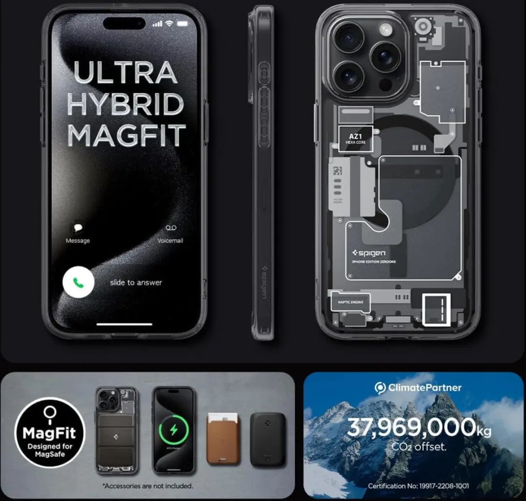 Spigen Ultra Hybrid Zero One MagFit iPhone 15 Pro - Grijs - ACS06721 - afbeelding 6 van 6