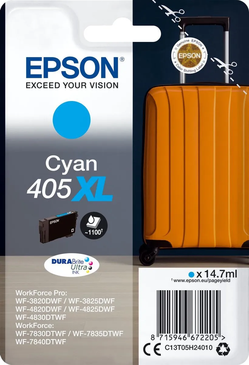 Epson 405XL Cyan DURABrite Ultra Inktcartridge