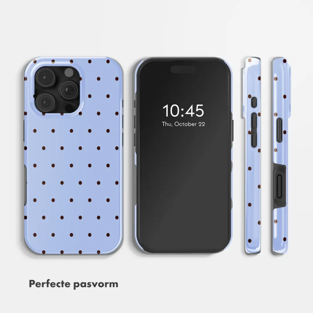 Selencia Hoesje iPhone 16 Pro Lichtblauw - Happy Dots Digital Sky