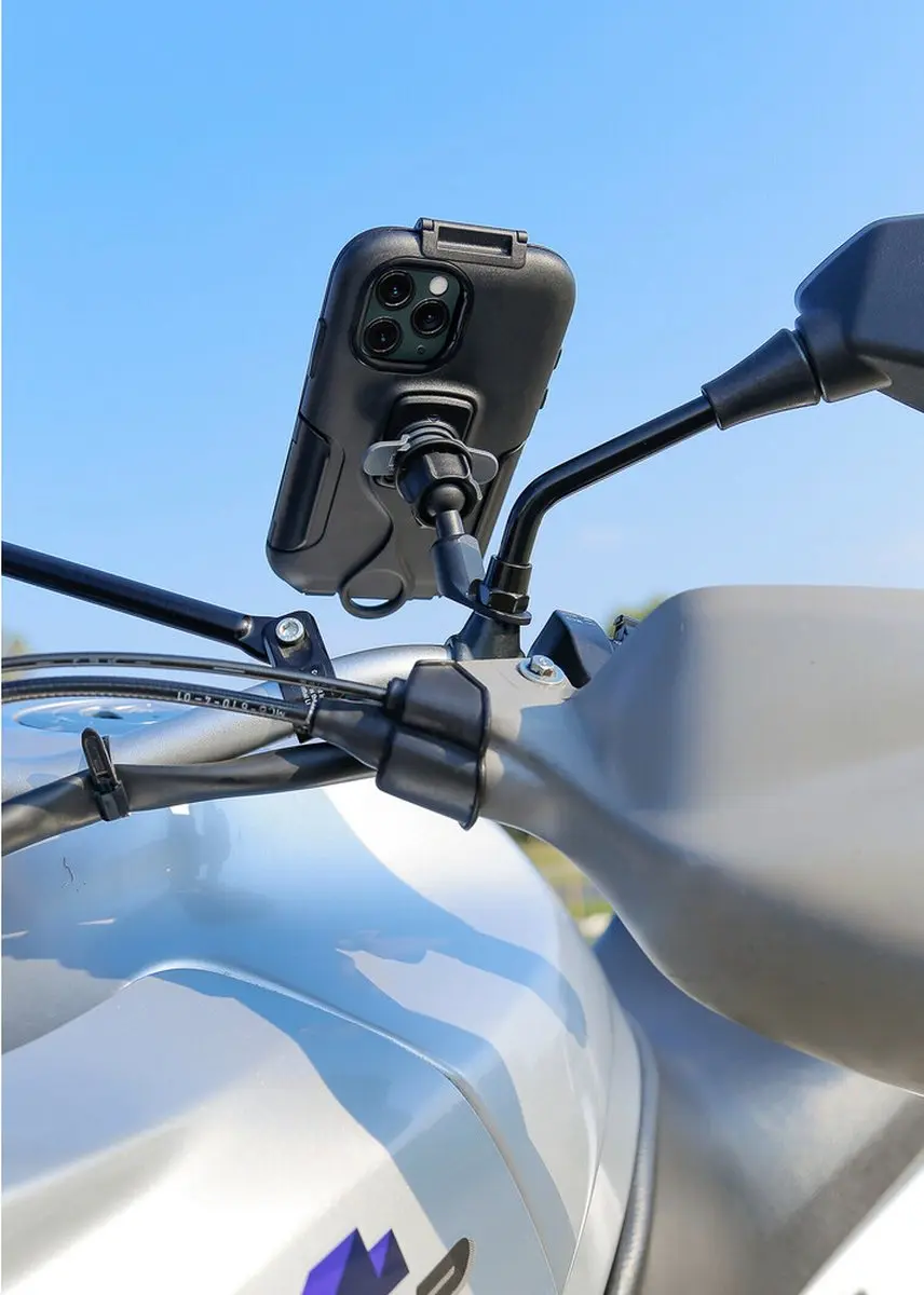 Lampa Optiline Pole Telefoonhouder Scooter - Spiegelbevestiging - Zwart