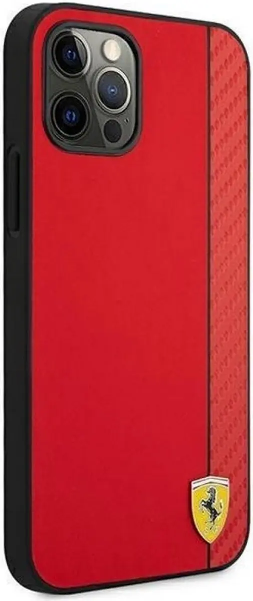 Ferrari Smooth Carbon iPhone 12/12 Pro Hoes - Rood