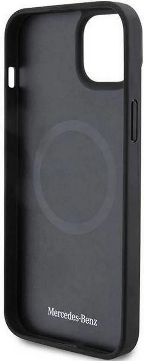 Mercedes-Benz Smooth Leather Back Case - iPhone 15 Plus - Zwart