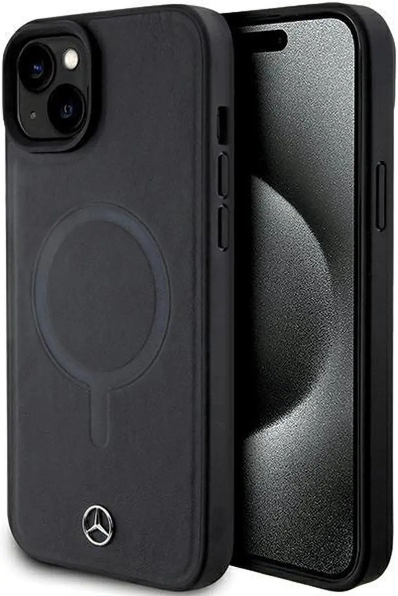 Mercedes-Benz Smooth Leather Back Case - iPhone 15 Plus - Zwart - afbeelding 6 van 6