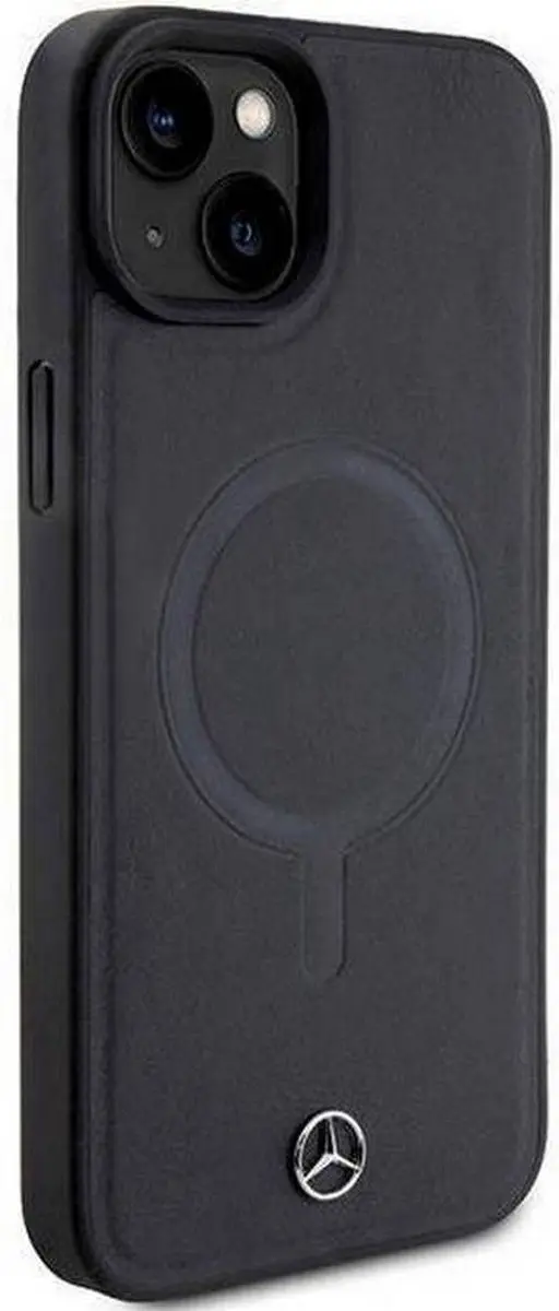 Mercedes-Benz Smooth Leather Back Case - iPhone 15 Plus - Zwart