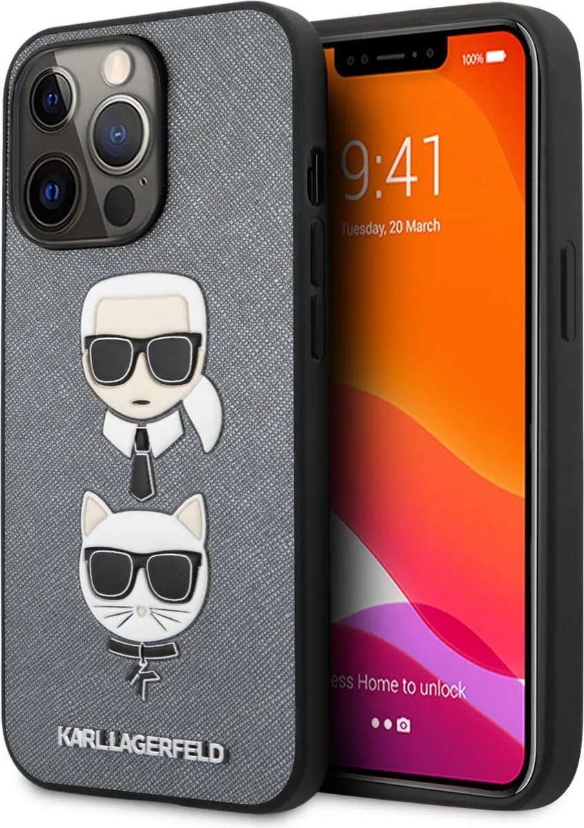 Karl Lagerfeld Hardcase Backcover iPhone 13 Pro 3666339028718 - Zilver