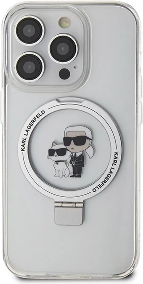 Karl Lagerfeld Ring Stand Karl & Choupette Hoes met MagSafe - iPhone 14 Pro Max - Wit