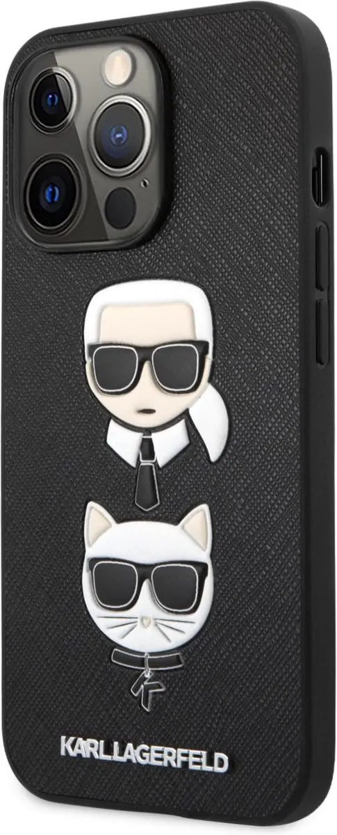 Karl Lagerfeld Karl & Choupette Heads Hoesje iPhone 13 Pro Max - Zwart