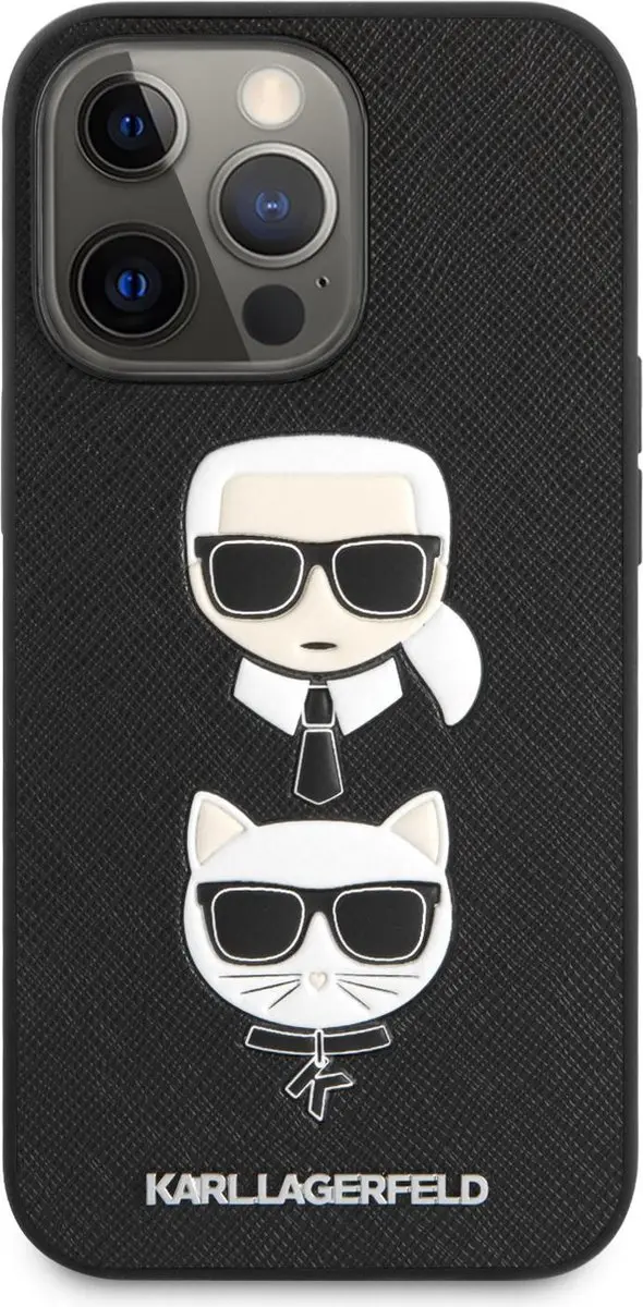 Karl Lagerfeld Karl & Choupette Heads Hoesje iPhone 13 Pro Max - Zwart