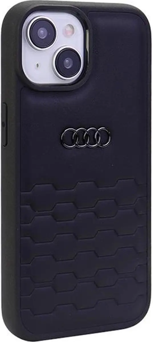 Audi GT Leather Back Case iPhone 15 - Zwart