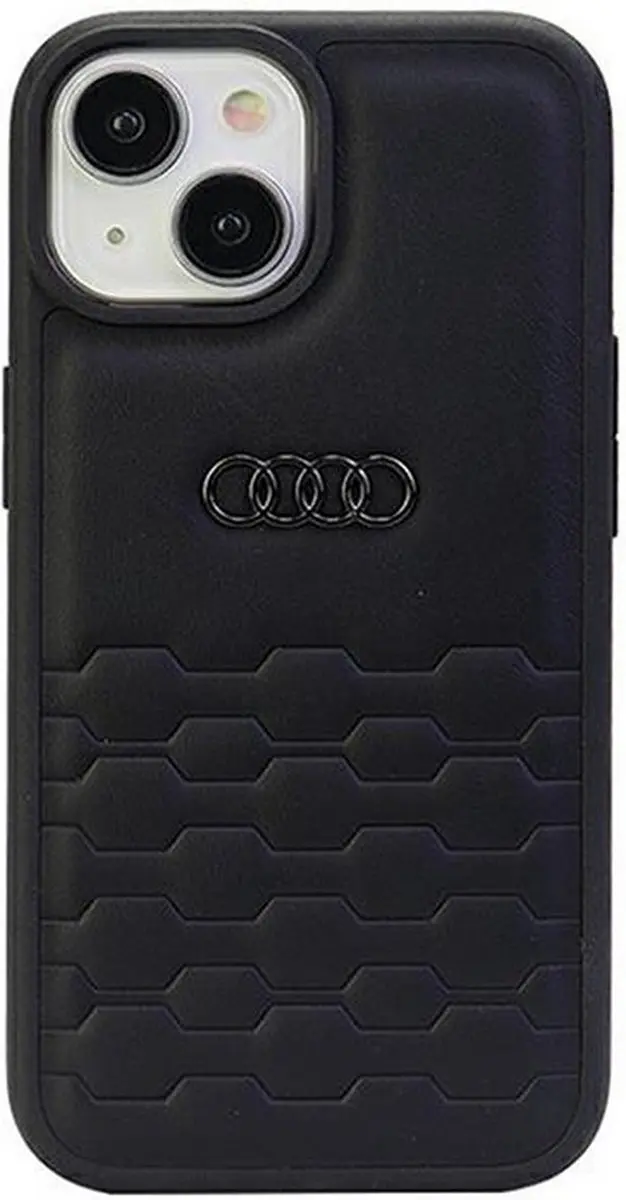 Audi GT Leather Back Case iPhone 15 - Zwart