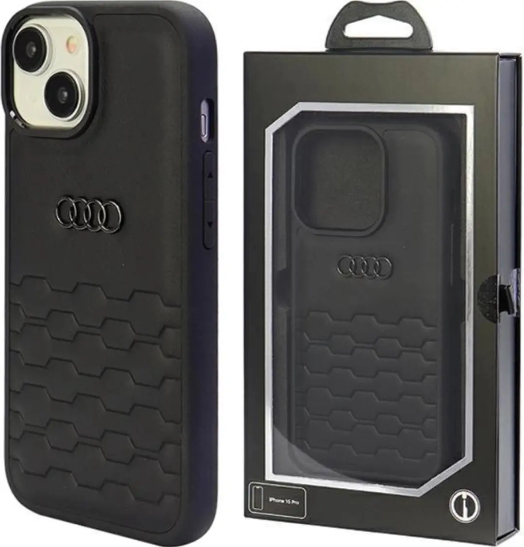 Audi GT Leather Back Case iPhone 15 - Zwart - afbeelding 6 van 6