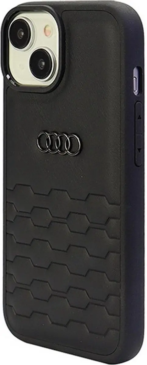 Audi GT Leather Back Case iPhone 15 - Zwart